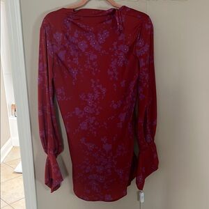 Red Floral Long Sleeve Dress